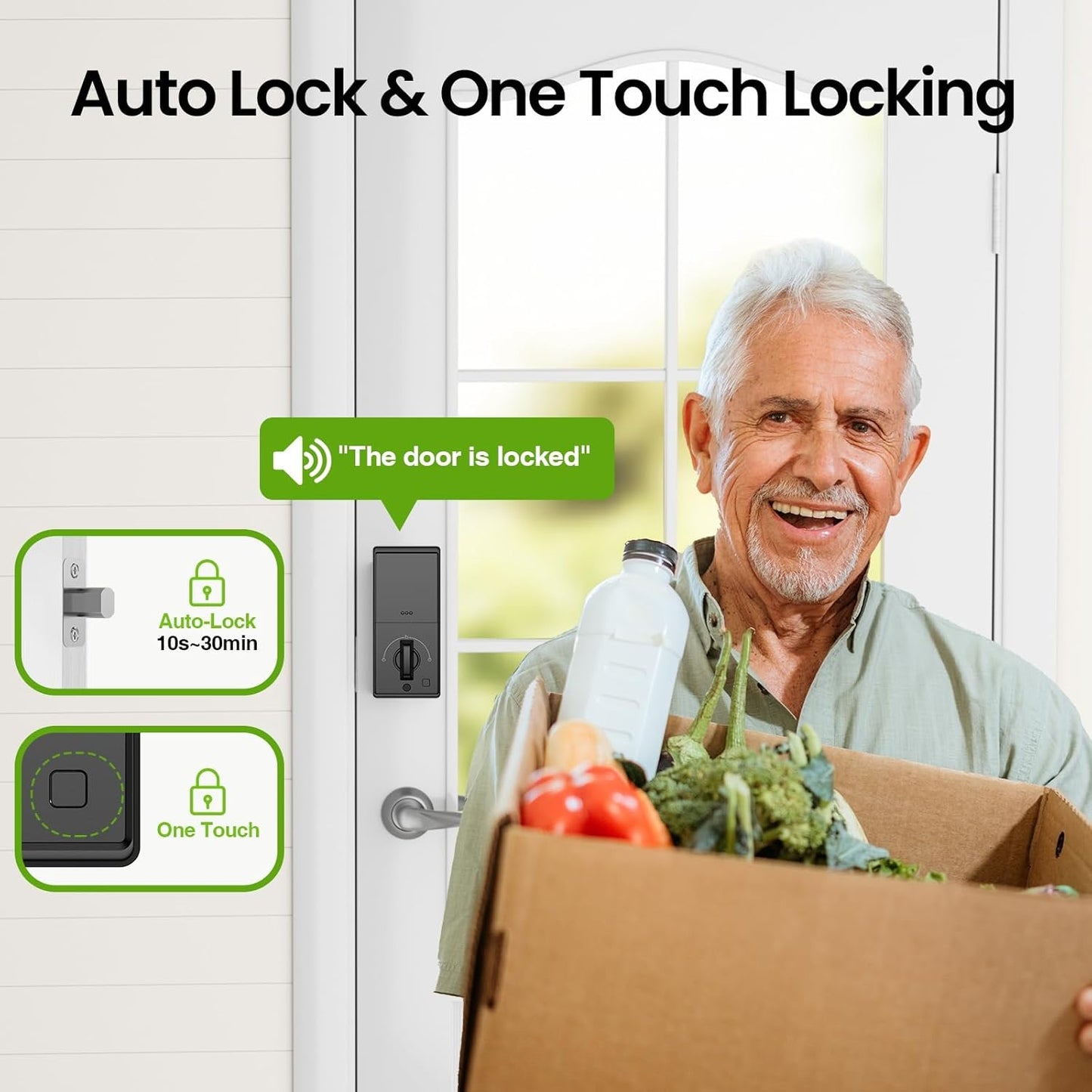 GHome Smart Fingerprint Door Locks for Front Door Keyless Entry Door Lock Deadbolt Lock 4 in 1 Smart Locks Keypad Deadbolt Smart Lock App Control, Auto Lock, Easy Install, Works with Alexa